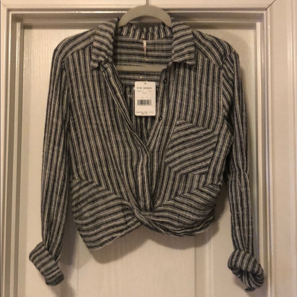 Free People cropped button up shirt